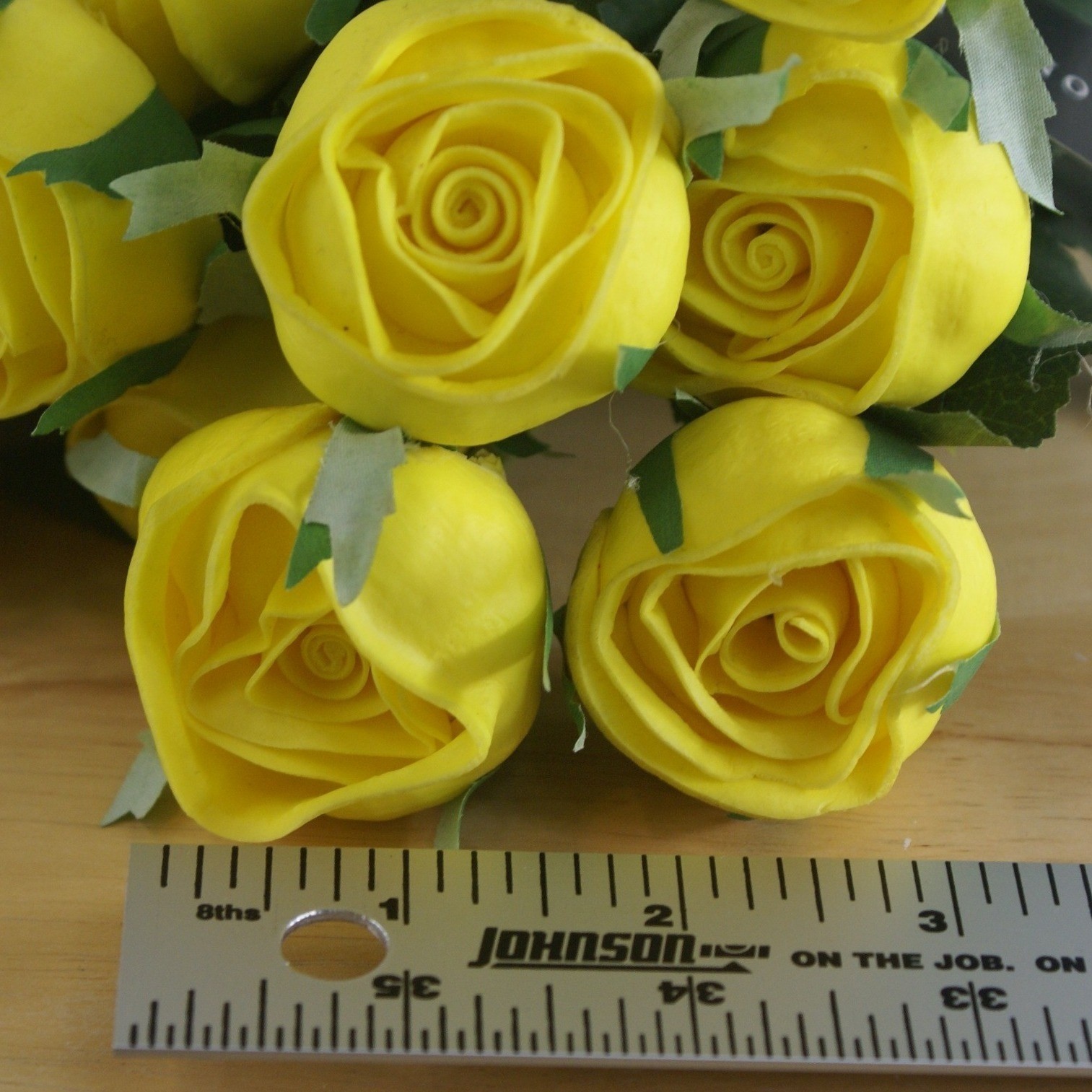 Magnolia Home Yellow Cabbage Rose Stems Faux Floral Decor 12 Inch Set of 12