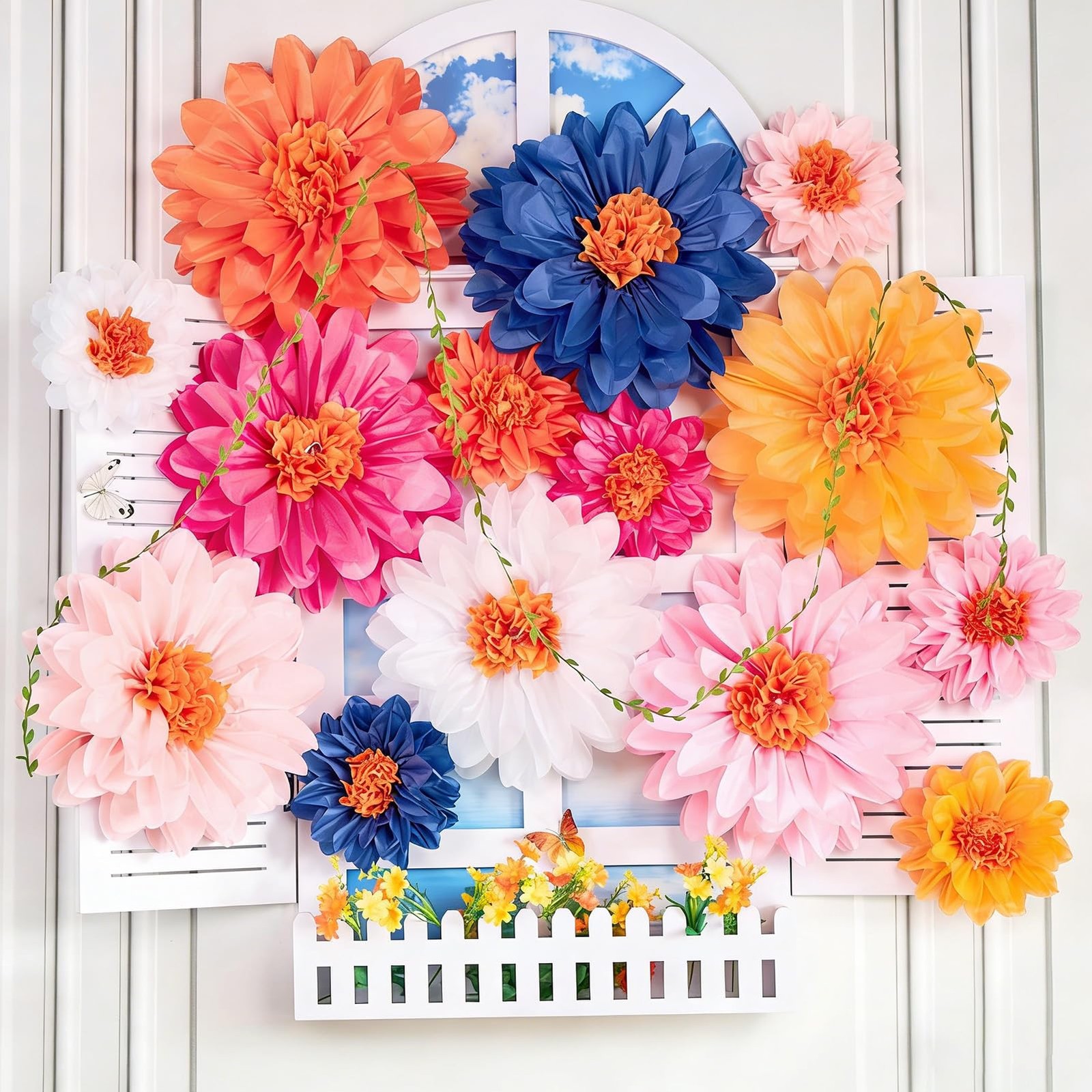 Wildflower Flowers, 14 Pcs Flowers Decorations for Wall, 8 in, 14 Inch Tissue…
