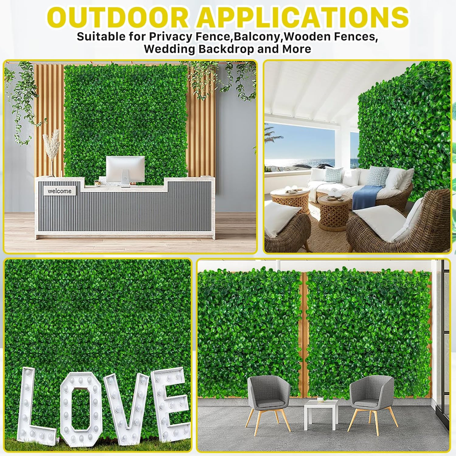 12 PCS Grass Wall Panels,10 X 10 Inch Grass Wall Panels,Artificial Boxwood Panel
