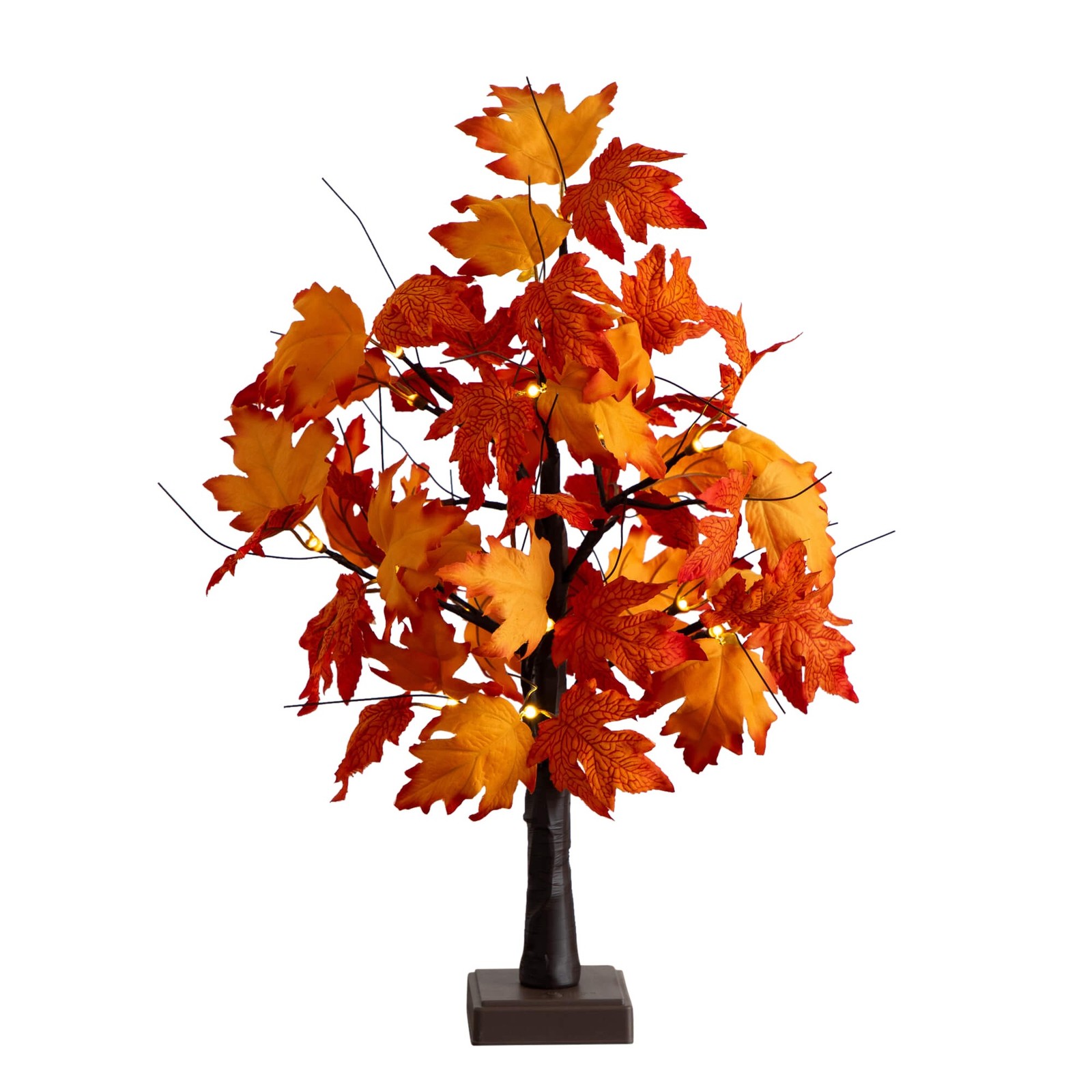 Nearly Natural 2ft Pre-Lit Bright Autumn Maple Fall Tree w/ 24 Warm White LED