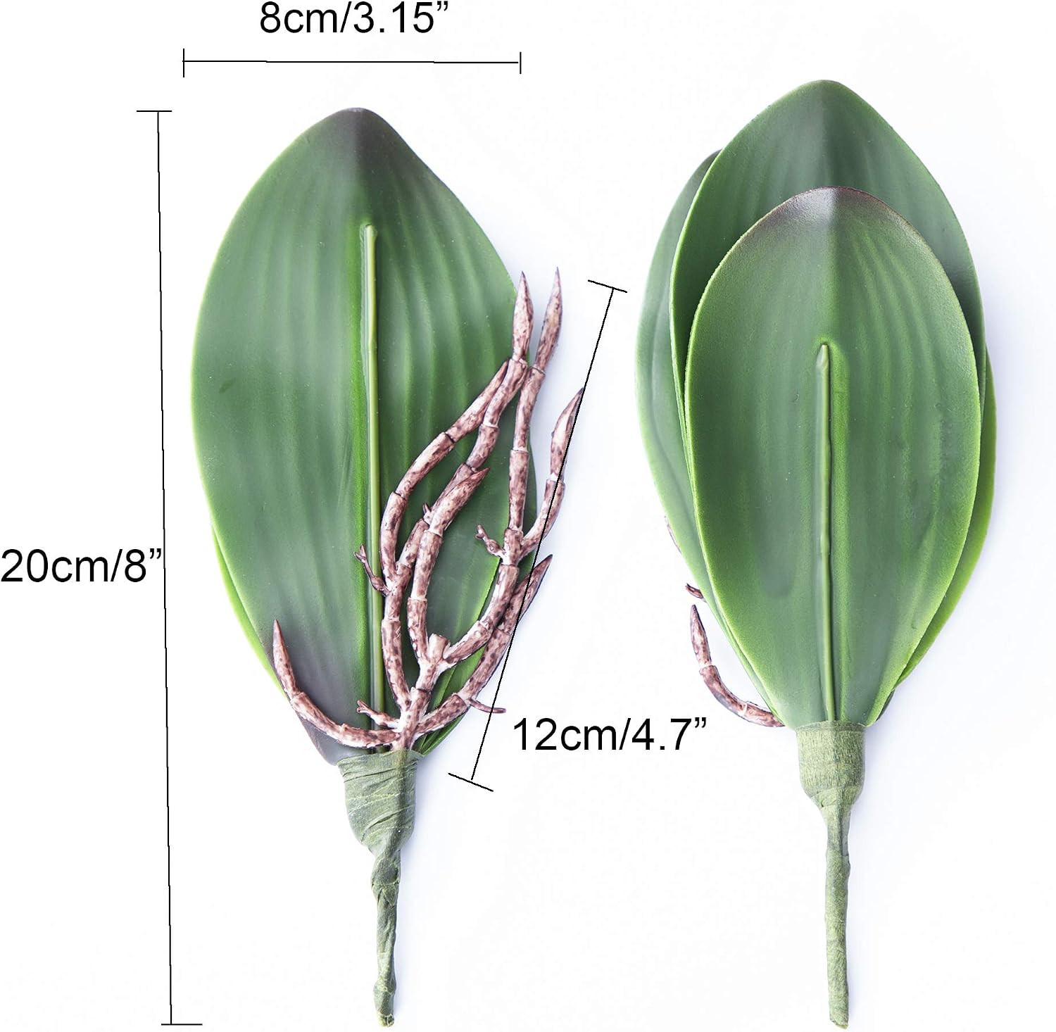 Orchid Leaves Artificial Phalaenopsis Stems Leaf Real Touch 8″ 2Pcs | Faux Cymbi