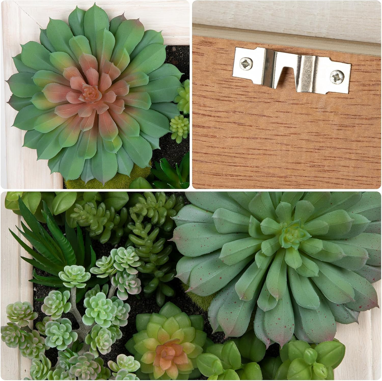 Hollyone Artificial Succulents Hanging Plants Large Rectangle Wall Shelves Fake