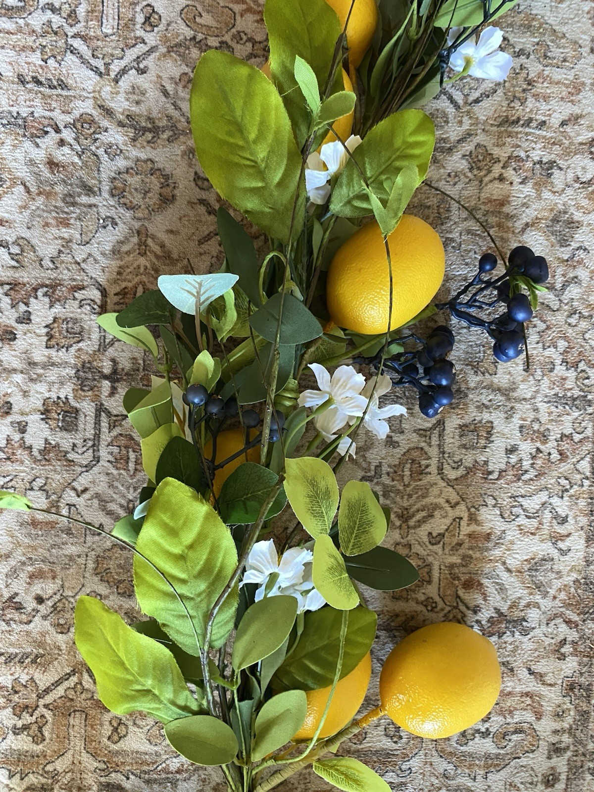 NWT Artificial Flowering Lemon/Blueberry Spring 50in Garland Greenery Decor