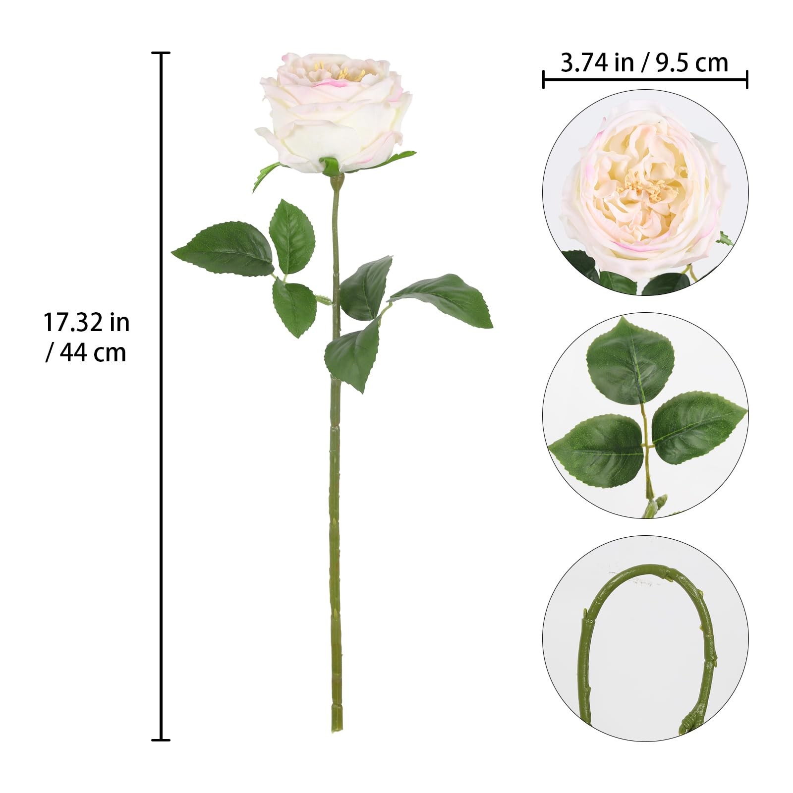 Real Touch Light Pink Rose Artificial Flowers 5PCS Faux Peony Flowers Stems f…