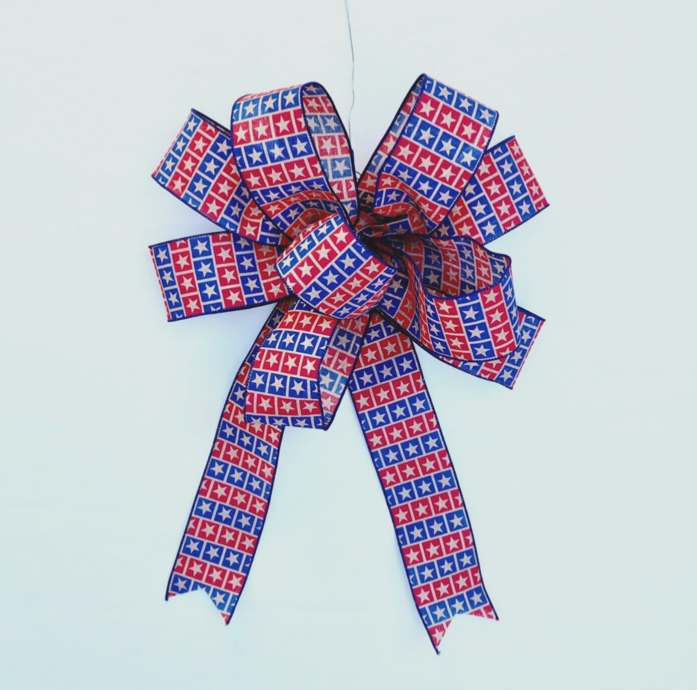 Patriotic Bow with Wired Ribbon for Wreath Decorative Bow