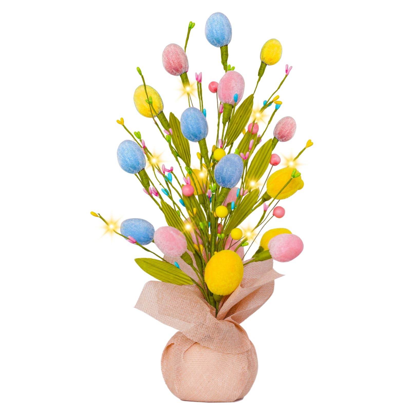 XmasExp Easter Decorations 18inch Tree with Eggs & 1ft 4in, Pinkyellow