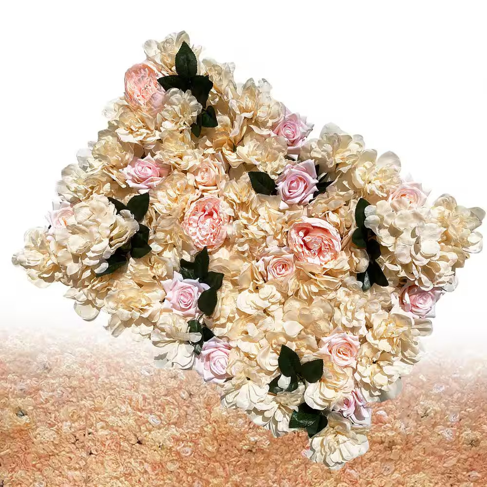 12- Pcs 23.62 In. X 15.74 In. Artificial Silk Rose Flower Wall Panel Hedge for W