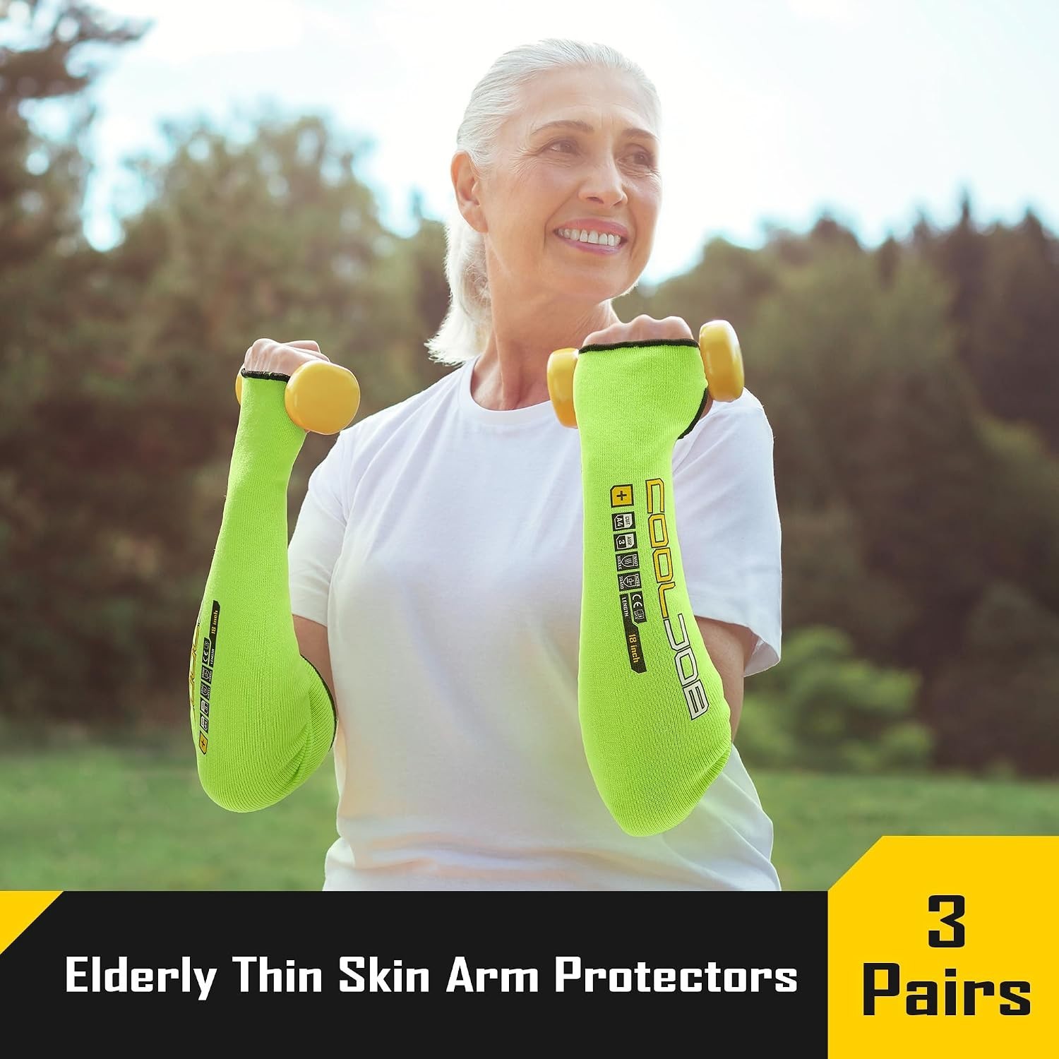 3 Pairs 14/18in A4 Cut Resistant Sleeves with Thumb Hole, UV Sun Protection A…
