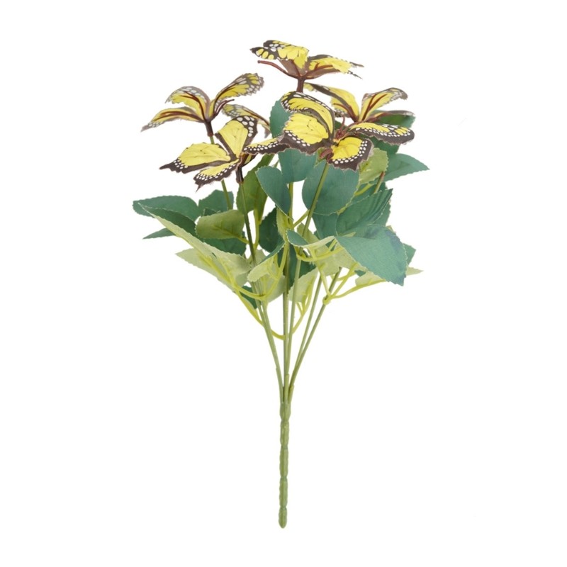 7 Head Artificial Butterfly Flowers Colorful Plastic Realistic Home Decors