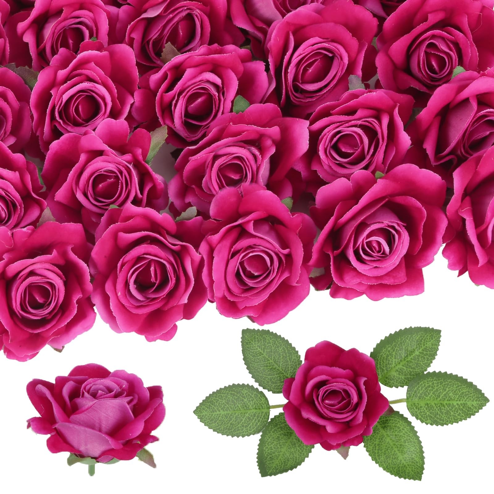 25pcs Rose Red Artificial Flowers 2.75in 2.75in Real Touch Velvet Roses Faux …