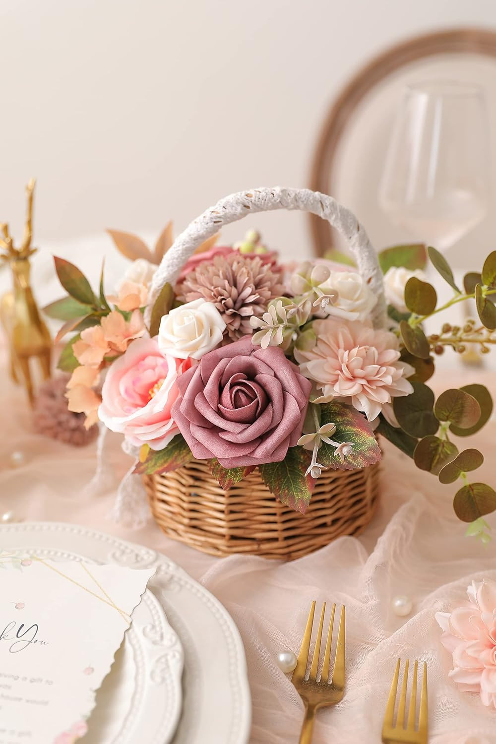Artificial Flowers Combo Box Set Gradient Color Flower Leaf