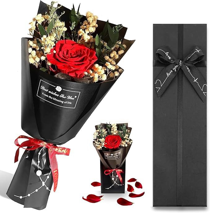 Real Preserved Red Forever Flower Roses Gift Box Valentines Day Anniversary