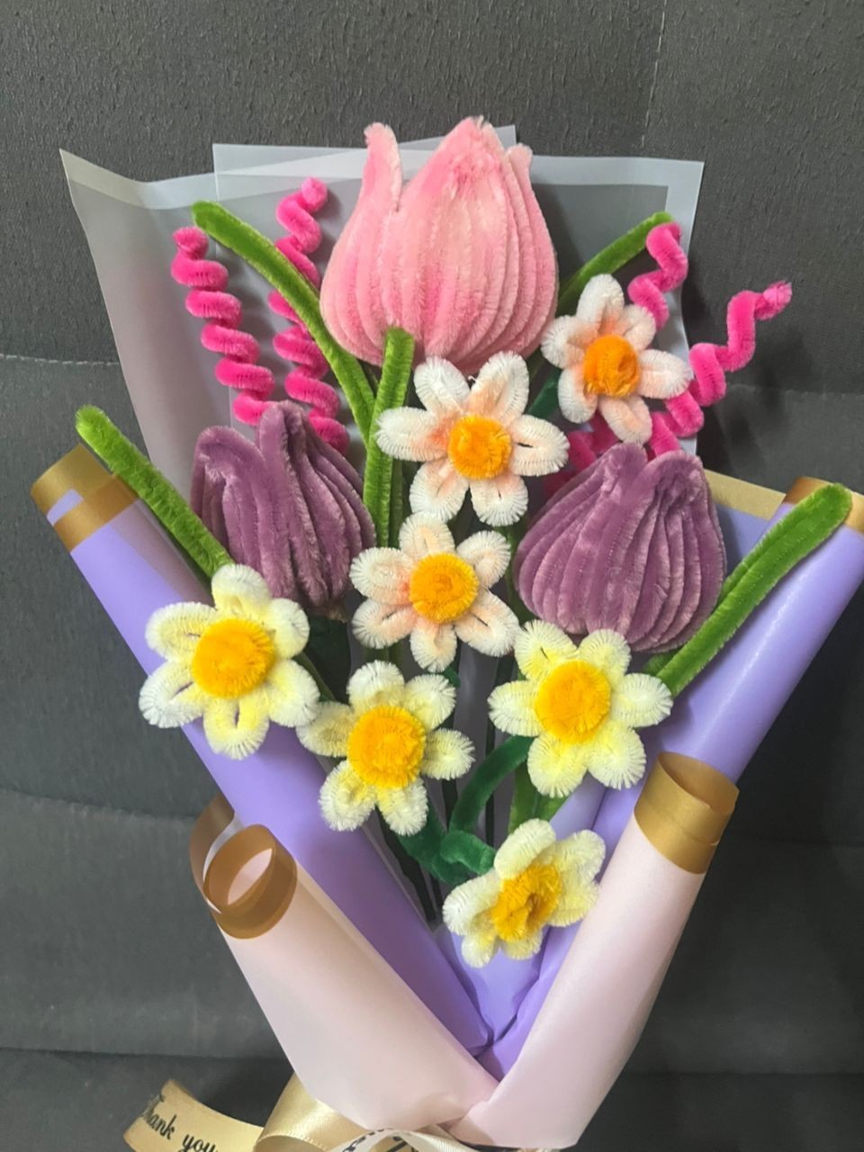 Pipe Cleaner Flowers tulip Bouquet Handmade ready stock