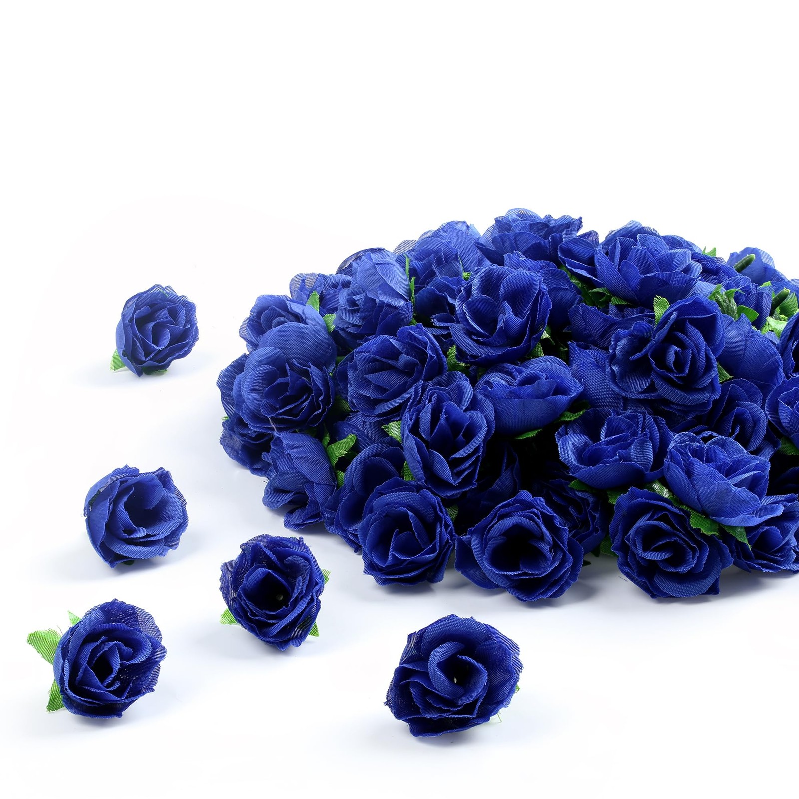 100 PCS 1.3 Inch Mini Deep Blue Artificial Rose Heads Fake Flowers DIY Decor