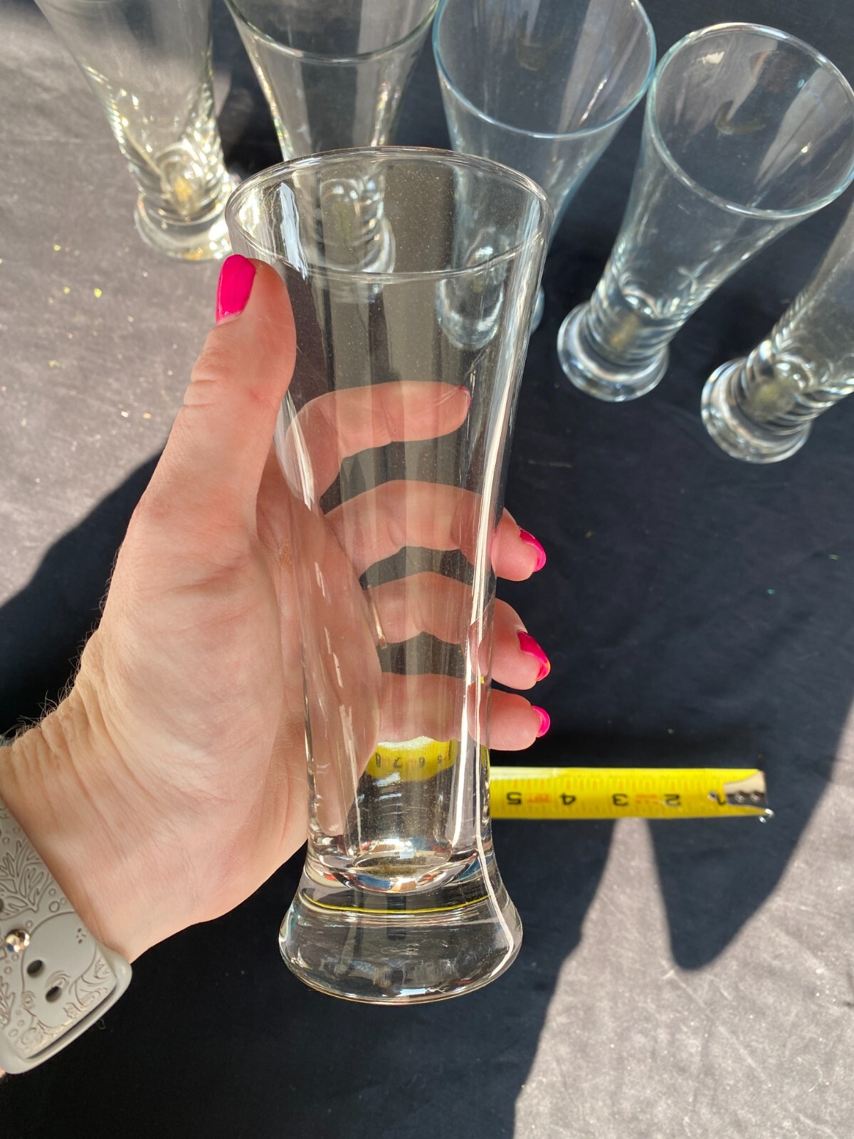 Clear Glass Vases set of 6 Bud Vase Unmarked / Unbranded (B11)/ Barely Used