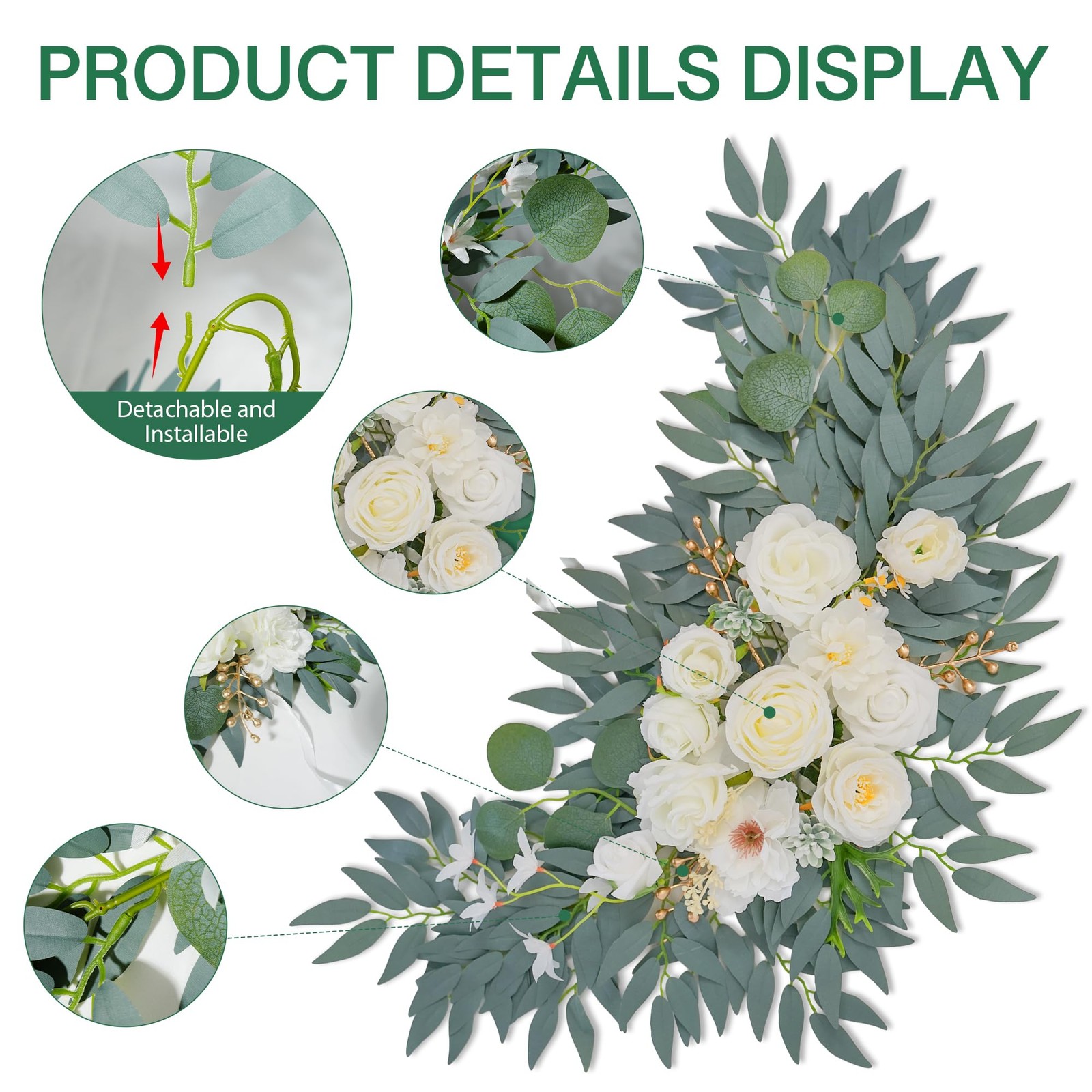 Wedding Arch Flowers (2pack),Flower Arch Stand,Flower Garland,for Wedding Out…