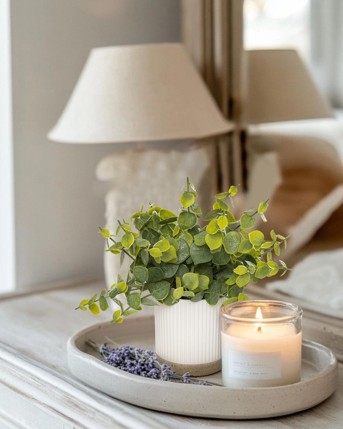 Small Fake Plants Eucalyptus Plants with Ceramic Pot