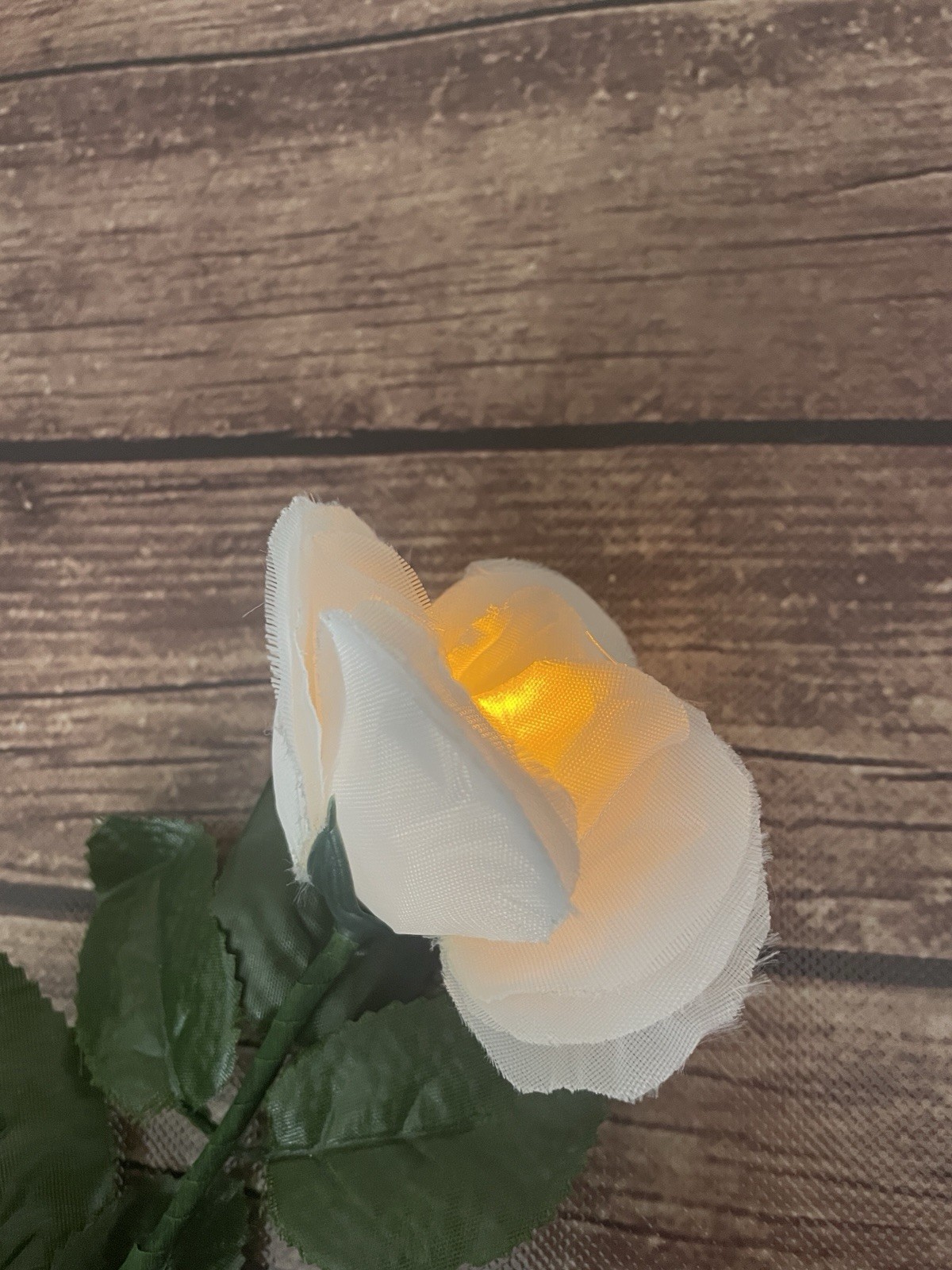 LED Light Up White Rose 16″