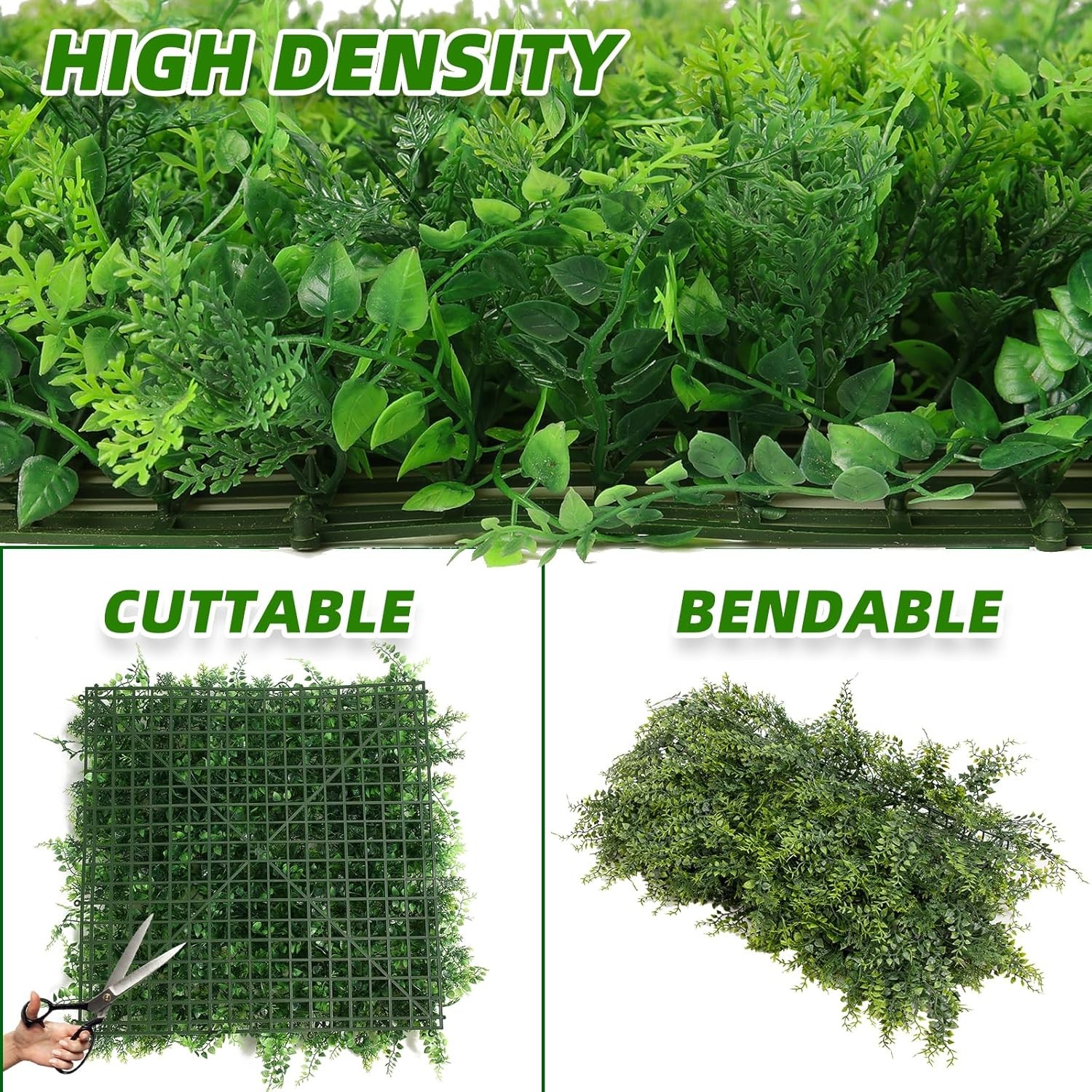 12-Pack 20″x20″ Grass Wall Panels,Thick 3.5″ Privacy Fence Screen for Home Decor