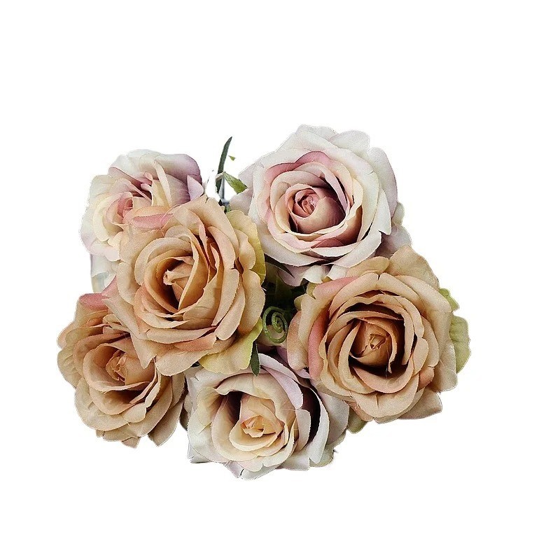 High-quality Silk Orange Rose Artificial Flowers for Wedding Decoration, Big and