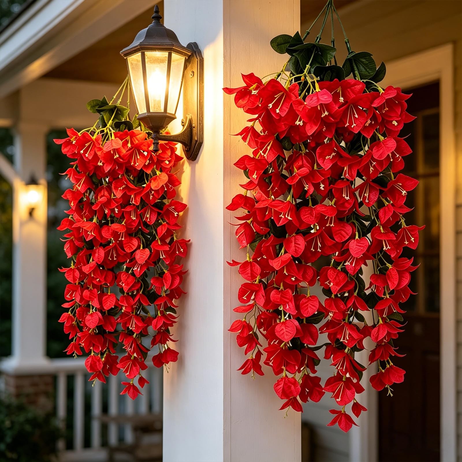 4Pcs 27.5 Inch Red Artificial Bougainvillea Flower Garlands – Silk Fake Vines…