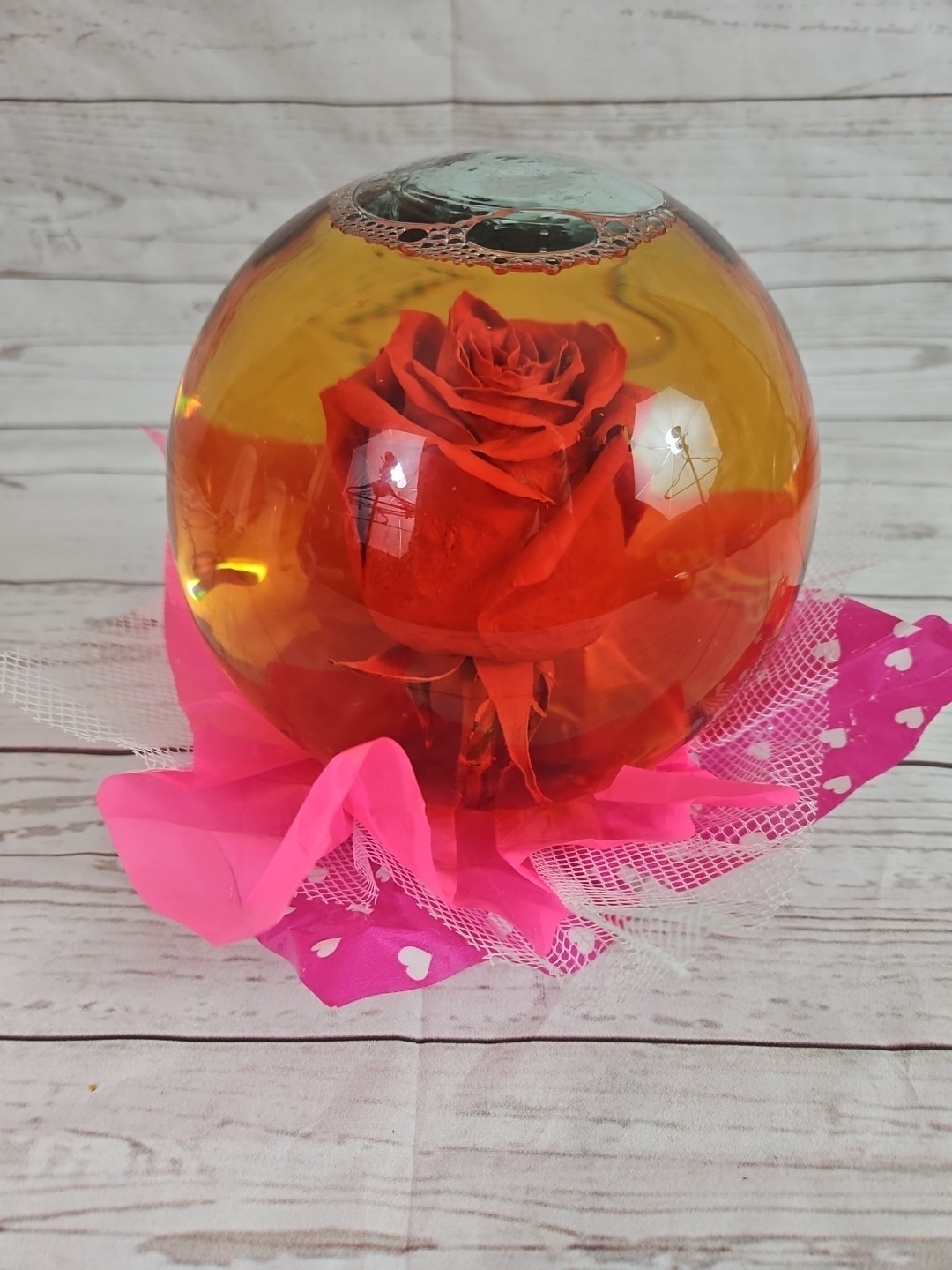 Forever Rose Preserved Real Red Rose In Glass Water Ball Dome Globe 5.5”