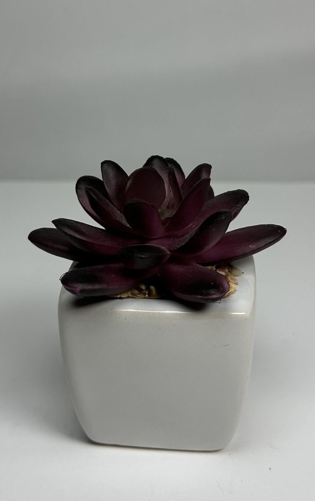 Artificial Purple Succulent in White Ceramic Pot – Greenery Tower Home Decor