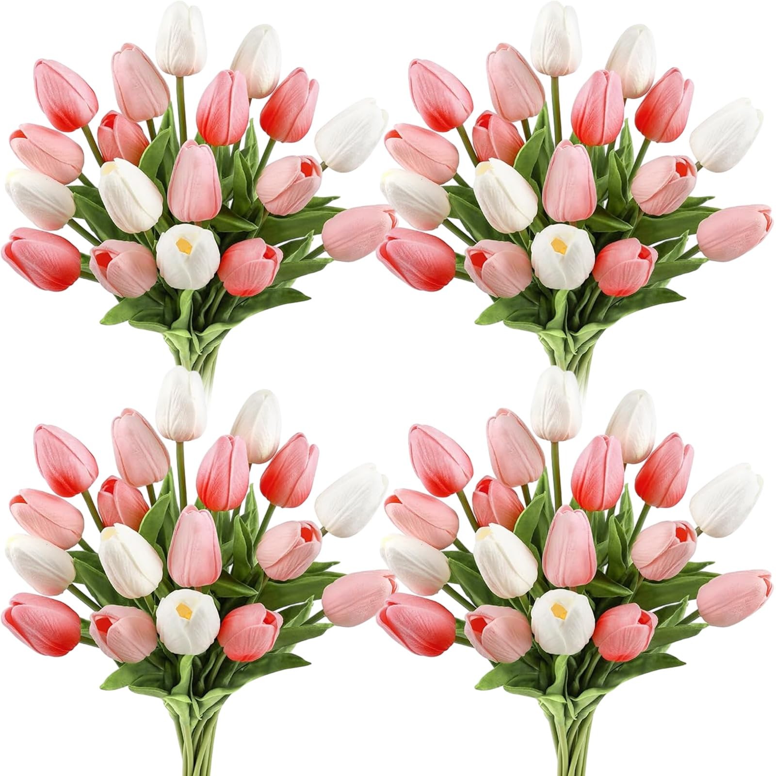 60pcs Artificial Tulip Flowers Fake PU Tulips Faux Latex Bouquet Flower Cente…