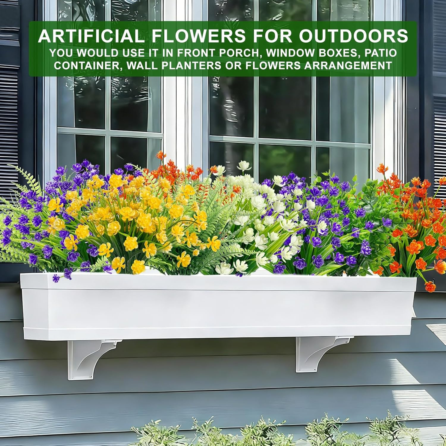 20 Bundles Artificial Flowers UV Resistant Outdoor Plants Waterproof Garden Deco