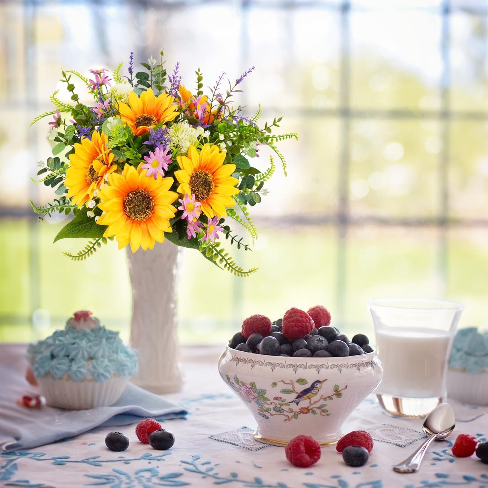 Sunflowers Artificial Flowers Bouquets Spring Fake Wildflowers Silk Decor