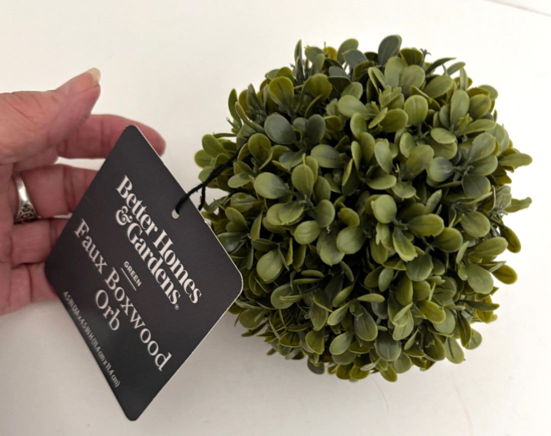 New 4.5″ Better Homes Garden Green FAUX BOXWOOD ORB Ball GREENERY Plant Plastic