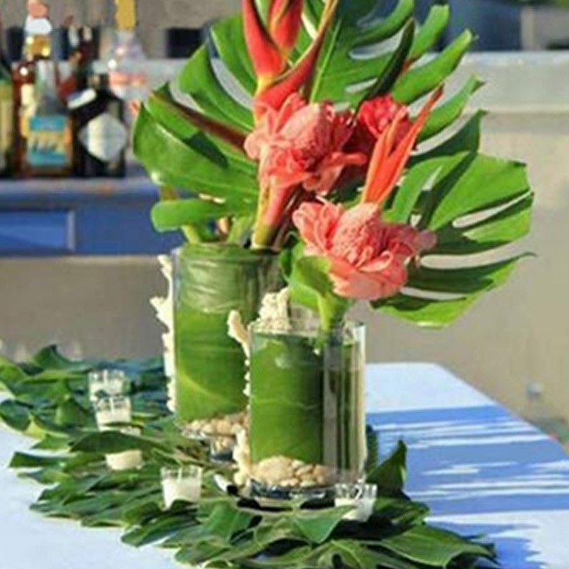 60 Pcs 6 Kinds Artificial Palm Leaves Tropical Plant Leaves Faux Monstera1276