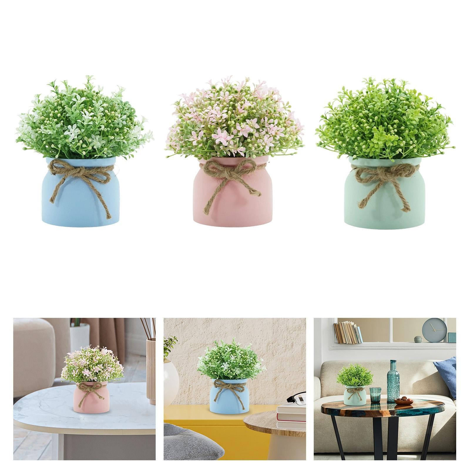 Small Artificial Potted Plants Indoor Outdoor Mantle Fake Orchid Bean Flower
