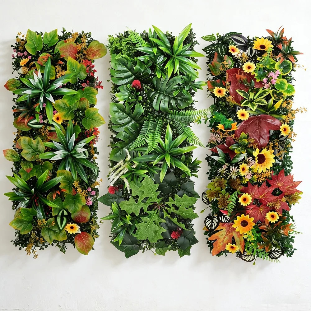 75x25cm Green Plant Wall Panels Artificial Plant Grass Wall Backdrop,Outdoor Hed
