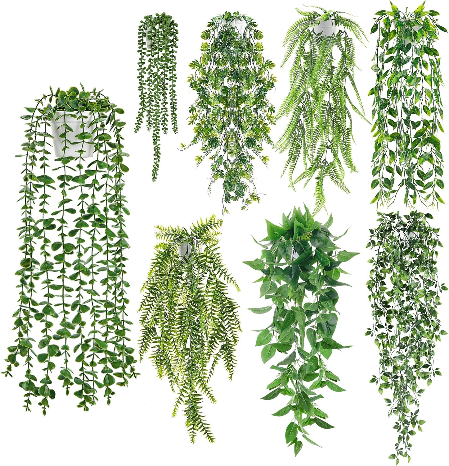 4Pcs Fake Plants Hanging Artificial Ivy Vine Faux Eucalyptus Hanging Plants, Bos