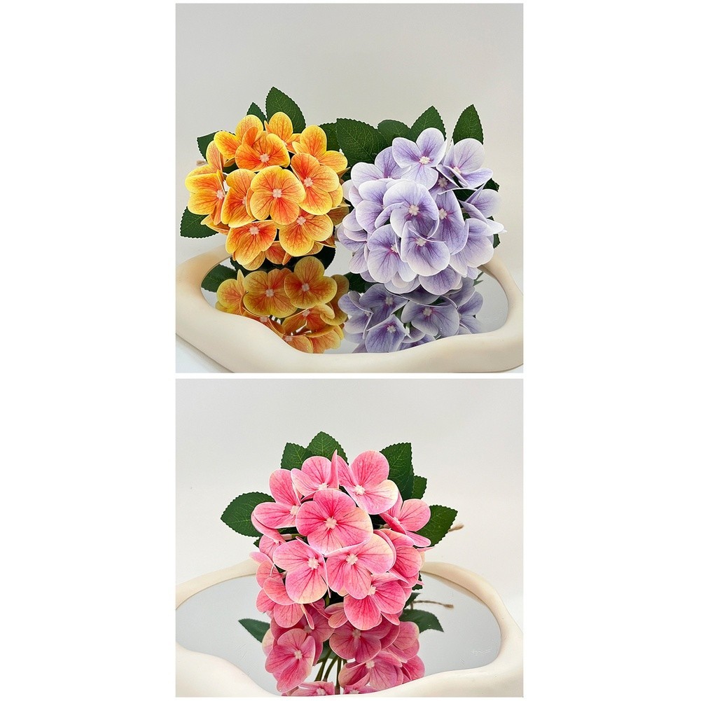 Plastic Artificial Hydrangea Flower Pot 3D Printed Vase for Shelf Desk Decor