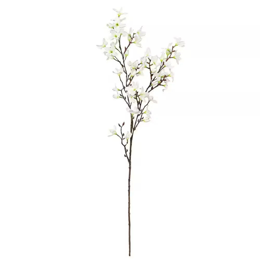 36 In. Deluxe Cream White Artificial Forsythia Flower Stem Spray (Set of 2)