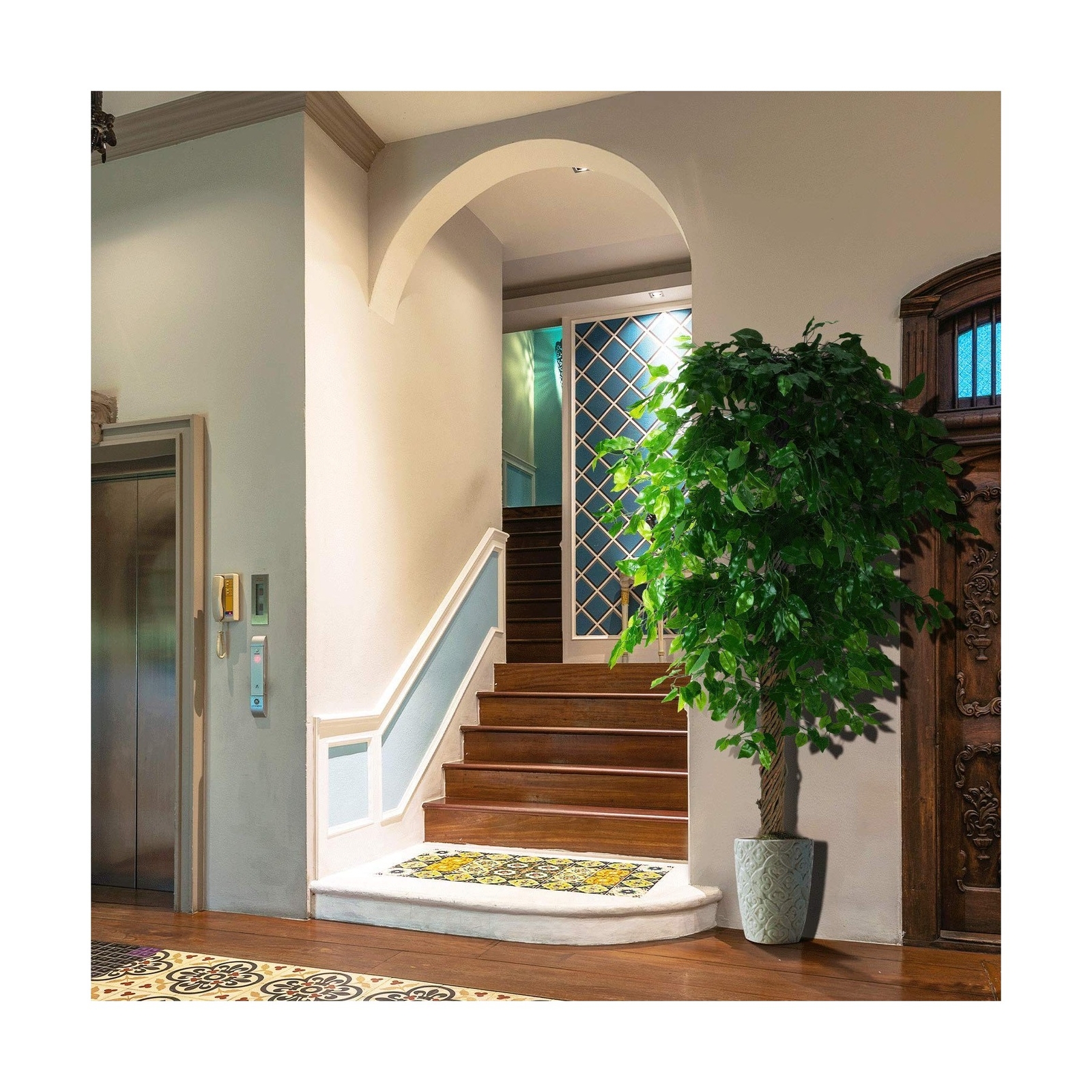 6ft Artificial Ficus Silk Tree (72in) with Plastic Nursery Pot Faux Tree, Fak…