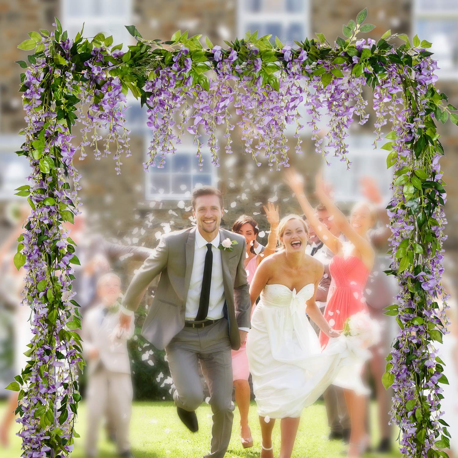 Lvydec Wisteria Artificial Flowers Garland, 4 Pcs Total 28.8ft Artificial Wis…