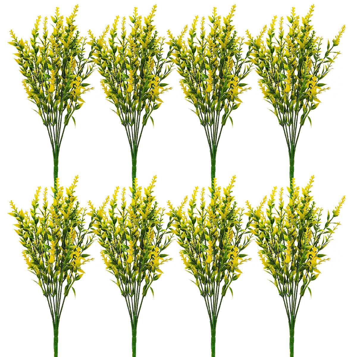 Artificial Yellow Lavender Flowers Fake Plastic Plants for Outdoor Garden Decor