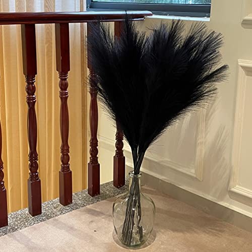 Pampas Grass, 9 PCS 37”/3.1FT Tall Fluffy Fake Pompas Floral, Large Black