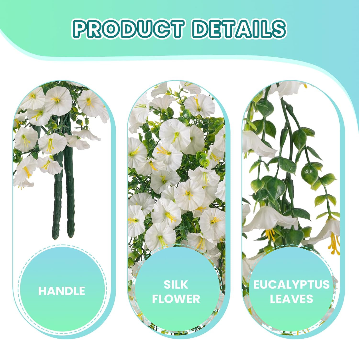 Fake Artificial Hanging Morning Glory Flowers for Outdoor Planters Porch Pation