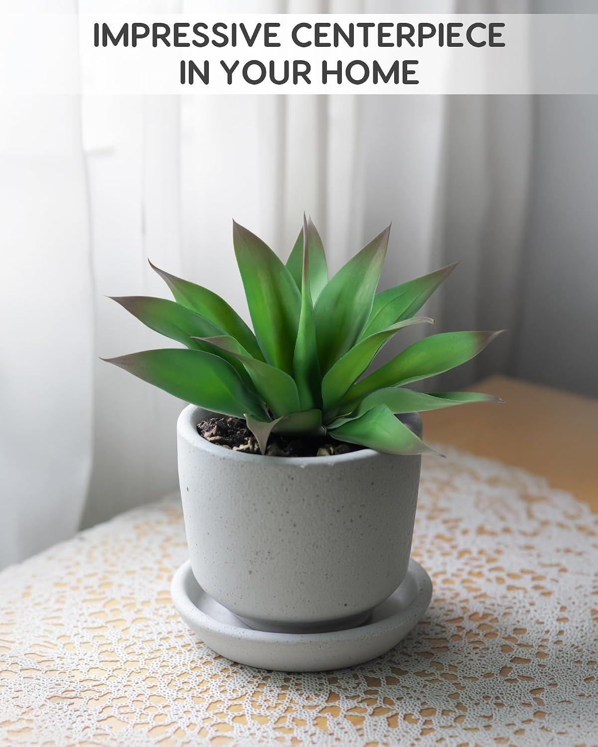 UV Resistant Small Purple Agave Plants – 14 Inch Indoor/Outdoor Decor (2 Pack)
