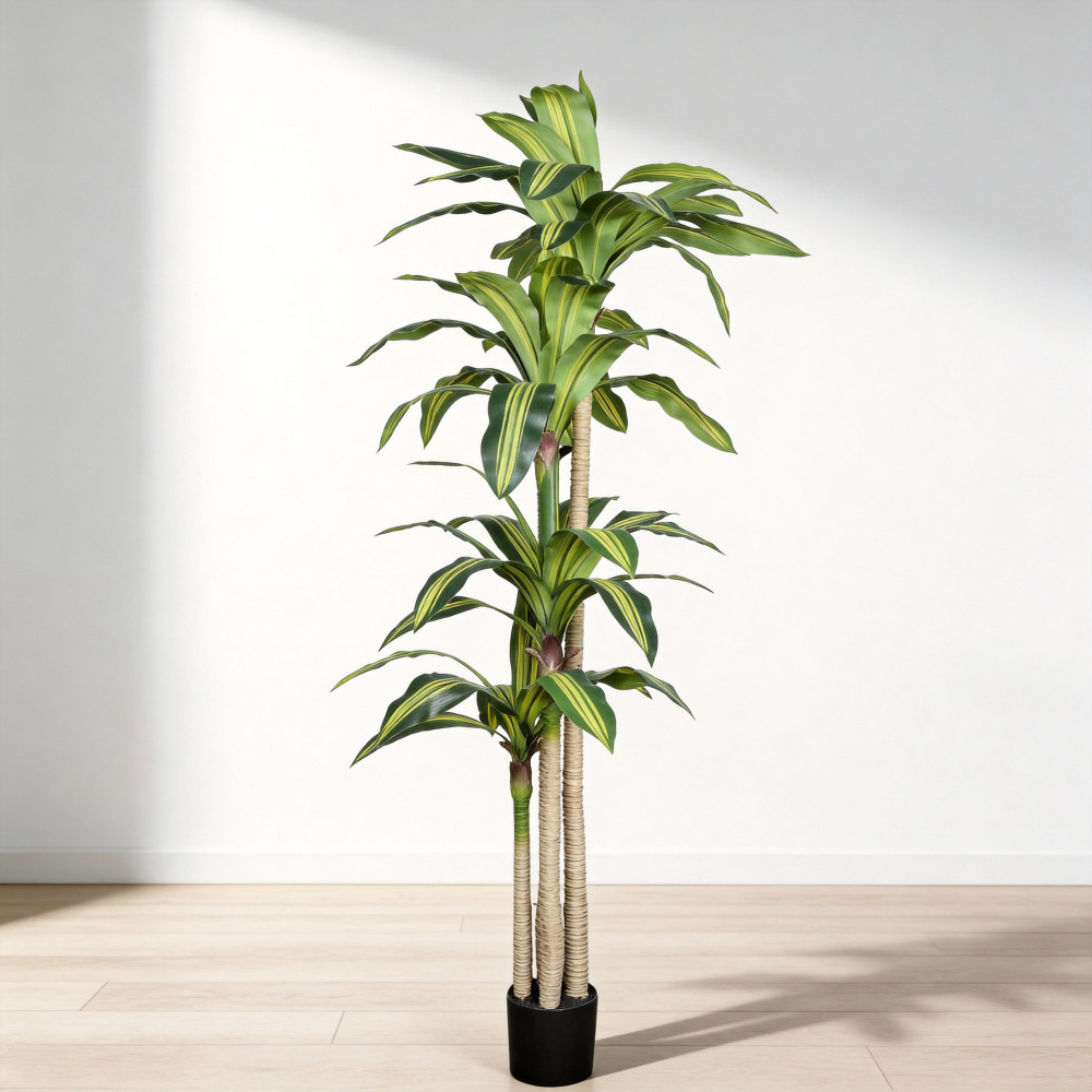 5′ Artificial Dracaena Tree with Black Plastic Pot, 1pc/set
