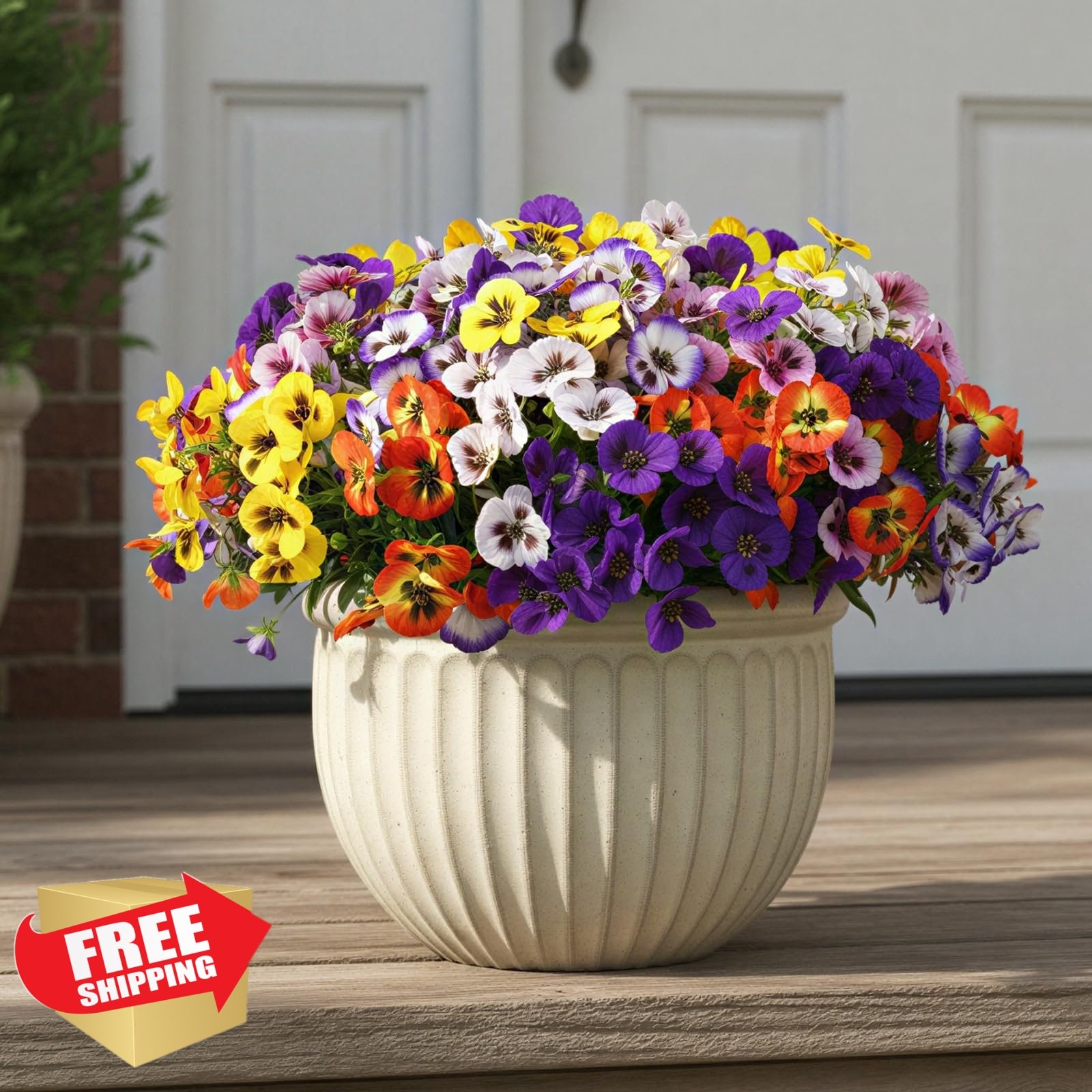 CEWOR Artificial Flowers Yellow White Purple Pink Orange Blue 24 Bundles