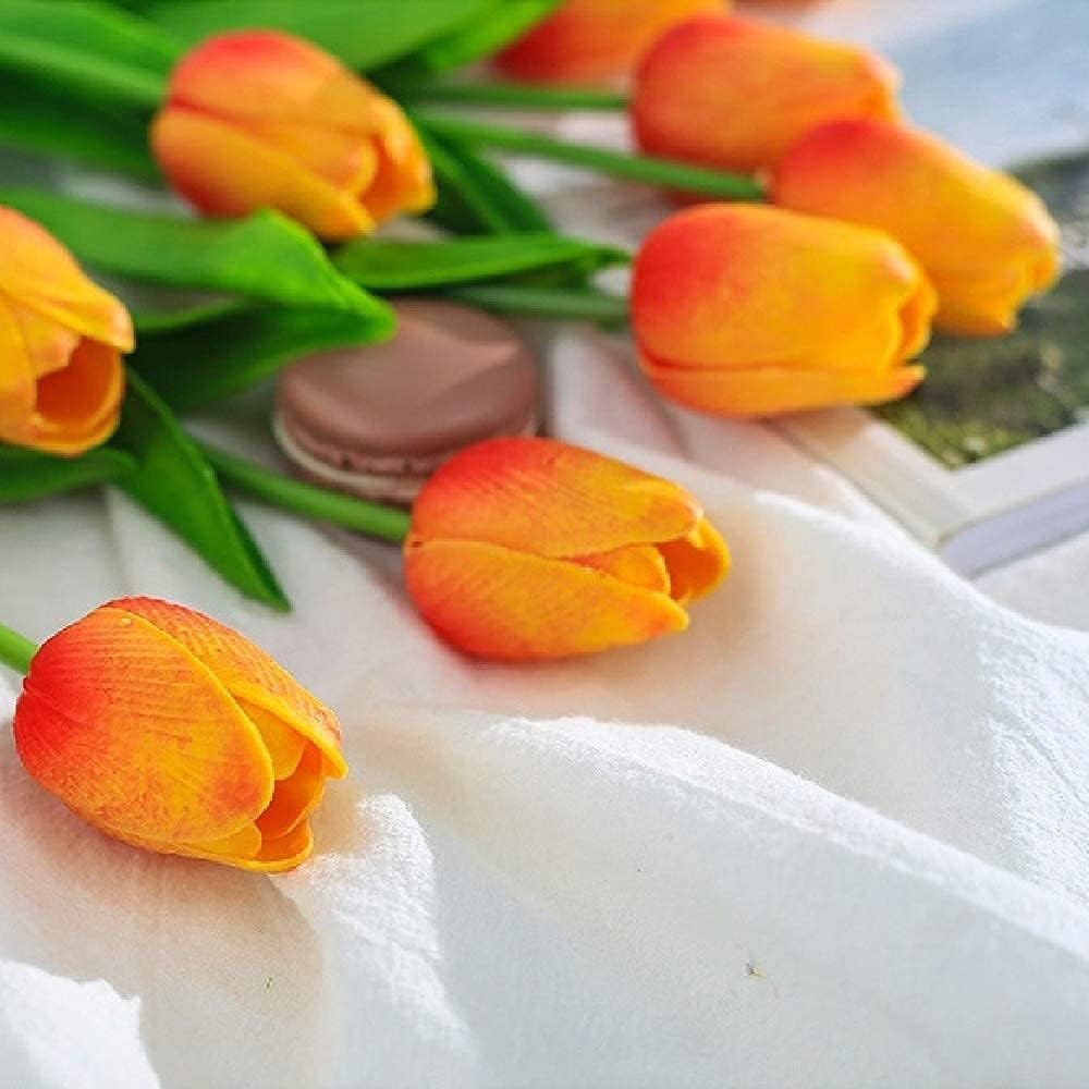 30Pcs Latex Tulips Real Touch Red and Yellow Artificial Flowers Fake Tulips Arra