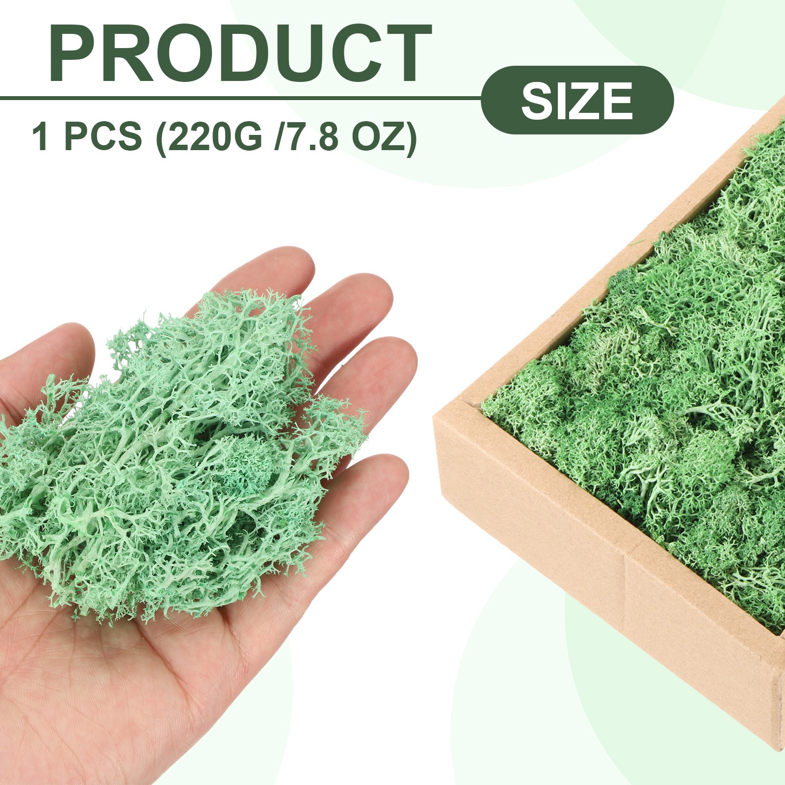7.8oz Preserved Reindeer Moss, Green Decorative Artificial Fake Moss