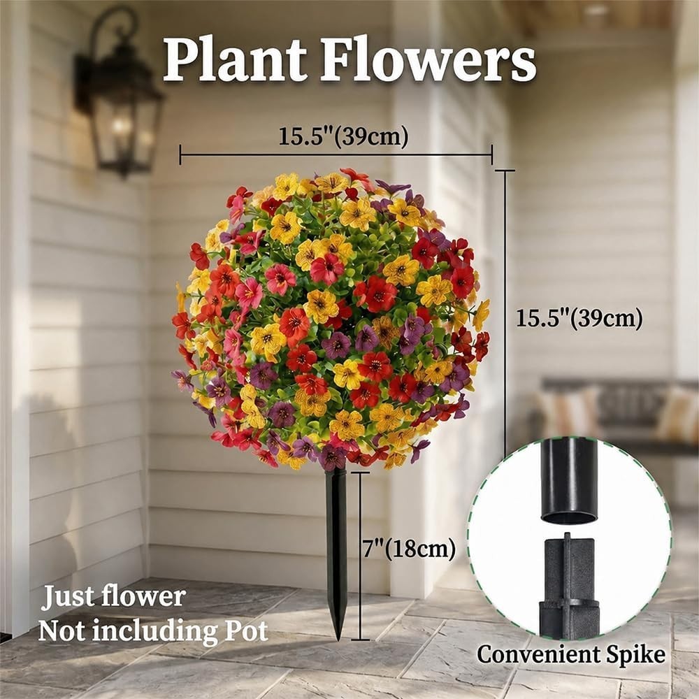 Artificial Violet Flowers with Ground Spike Fake Plants Garden Patio Yard Decor