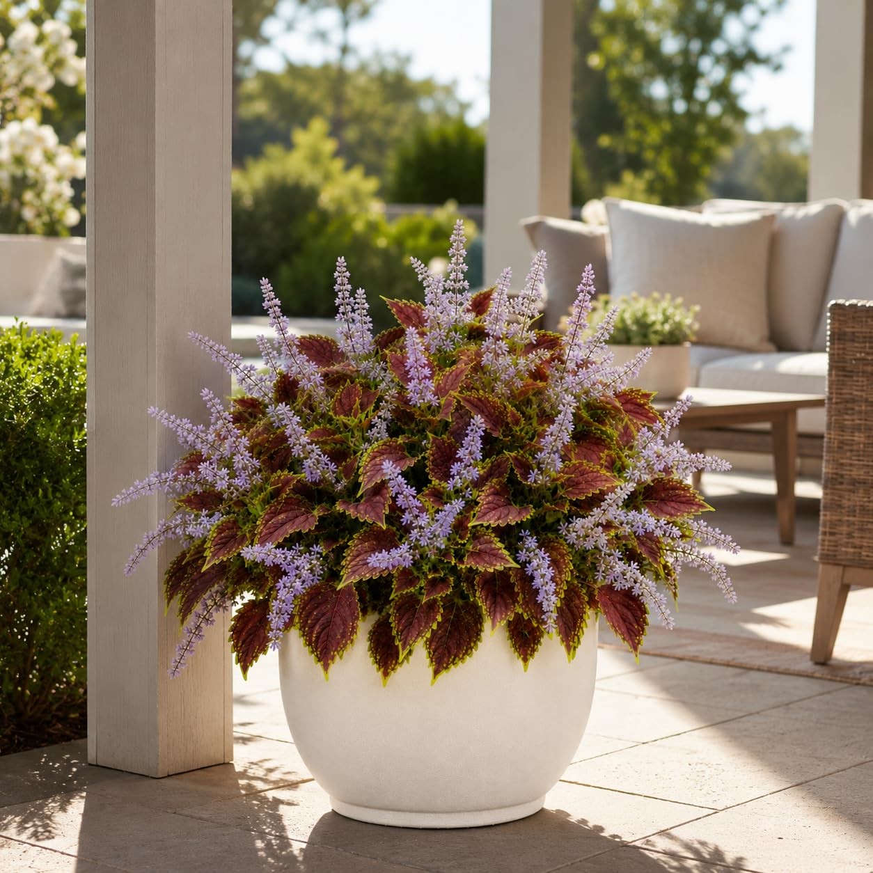 Artificial Coleus Flowers for Outdoor Planters, Realistic Faux Plant with Full