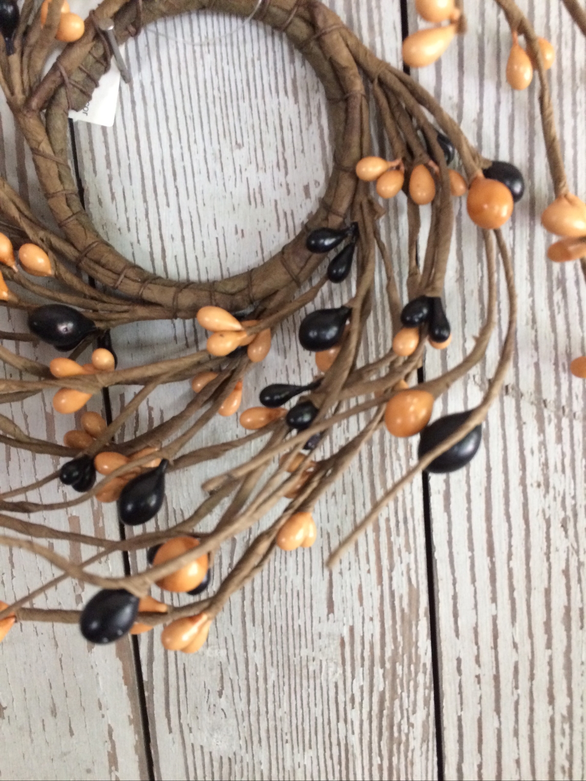 2.5″ Pip Berry Candle Ring Wall Wreath Farmhouse Black & Tan Craft Wedding Pips